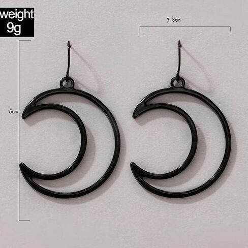 Vintage Moon Drop Dangle Earrings Half Moon Carving Planet Earrings Black Cresent Moon Pendant Earrings Gift in Saudi Arabia