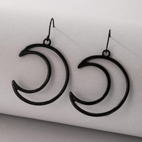 Vintage Moon Drop Dangle Earrings Half Moon Carving Planet Earrings Black Cresent Moon Pendant Earrings Gift in Saudi Arabia