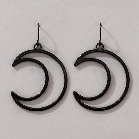 Vintage Moon Drop Dangle Earrings Half Moon Carving Planet Earrings Black Cresent Moon Pendant Earrings Gift in Saudi Arabia