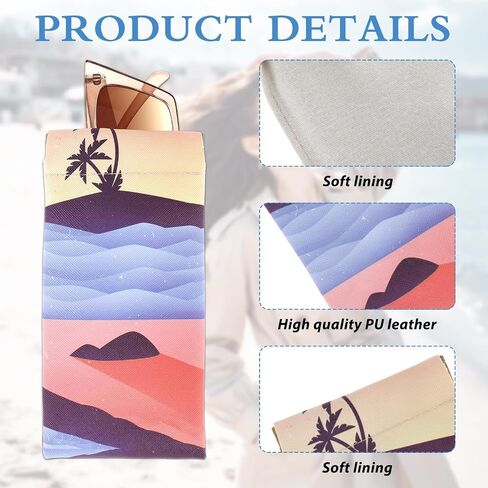 3 PCS Squeeze Leather Glasses Case, Portable Sunglass Pouch Eyeglass Case Soft Sunglasses Organizer for Men Women in Saudi Arabia