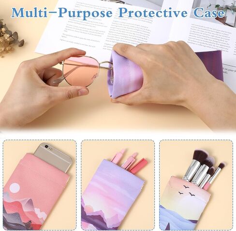 3 PCS Squeeze Leather Glasses Case, Portable Sunglass Pouch Eyeglass Case Soft Sunglasses Organizer for Men Women in Saudi Arabia