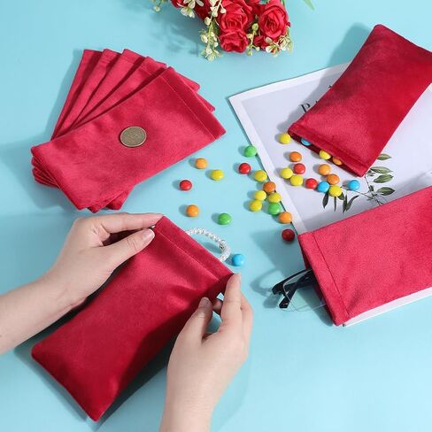 Beebeecraft 8 قطعة ضغط أعلى النظارات الحقيبة المخملية النظارات الشمسية تخزين أكياس النظارات حقيبة تنظيف شاشة الهاتف 18x9.5cm in Saudi Arabia