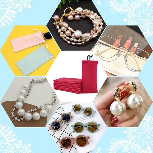 Beebeecraft 8 قطعة ضغط أعلى النظارات الحقيبة المخملية النظارات الشمسية تخزين أكياس النظارات حقيبة تنظيف شاشة الهاتف 18x9.5cm in Saudi Arabia