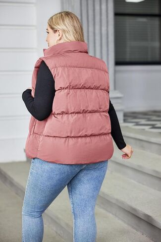IN'VOLAND Women's Plus Size Zip Up Puffer Vest Stand Collar Outerwear Sleeveless Padded Jacket Coat with Pockets in Saudi Arabia