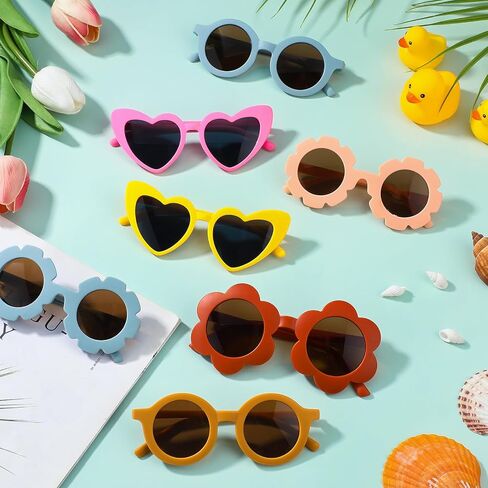 Kids Round Flower Sunglasses Toddler Cute Round Polarized Sunglasses Baby Sunglasses Outdoor UV Protection in Saudi Arabia