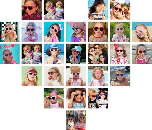 نظارات شمسية مستقطبة على شكل قلب من Gleyemor Kids للفتيات الصغيرات من عمر 3 إلى 8 سنوات in Kuwait