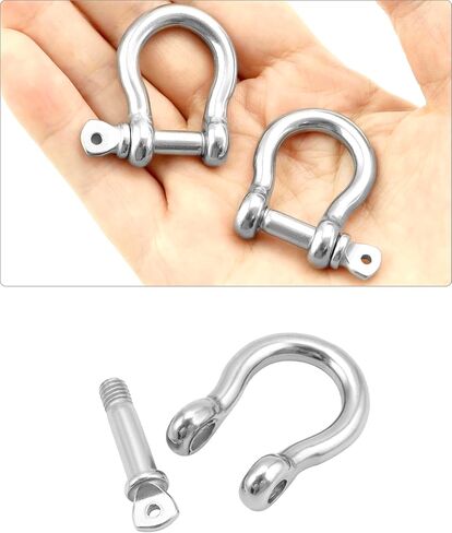 QWORK 1/4" أغلال على شكل حرف D، 20 قطعة 304 من الفولاذ المقاوم للصدأ على شكل قوس، تكبل سلسلة أمان، سلاسل تكبل مرساة شديدة التحمل لرفع الأسلاك من أجل التزوير والقطر والمرساة in Saudi Arabia