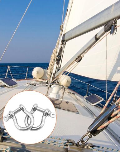 QWORK 1/4" أغلال على شكل حرف D، 20 قطعة 304 من الفولاذ المقاوم للصدأ على شكل قوس، تكبل سلسلة أمان، سلاسل تكبل مرساة شديدة التحمل لرفع الأسلاك من أجل التزوير والقطر والمرساة in Saudi Arabia