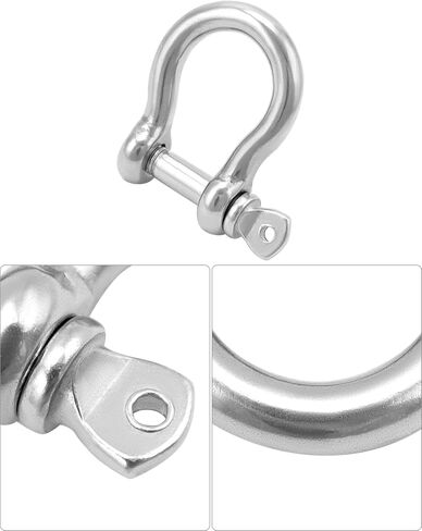QWORK 1/4" أغلال على شكل حرف D، 20 قطعة 304 من الفولاذ المقاوم للصدأ على شكل قوس، تكبل سلسلة أمان، سلاسل تكبل مرساة شديدة التحمل لرفع الأسلاك من أجل التزوير والقطر والمرساة in Saudi Arabia