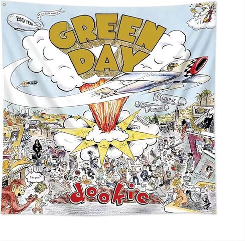 JGQ Gree-n Day-s نسيج Dookie Banner Flag، كهف تزيين المرآب كهف رجل، 4x4 قدم، غرفة المعيشة، غرفة النوم، نسيج سكن الطلاب in Kuwait