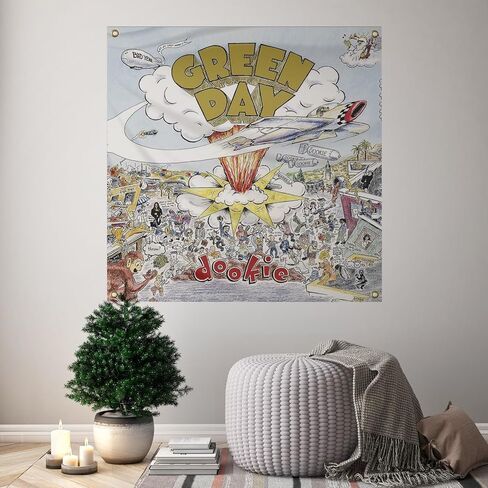 JGQ Gree-n Day-s نسيج Dookie Banner Flag، كهف تزيين المرآب كهف رجل، 4x4 قدم، غرفة المعيشة، غرفة النوم، نسيج سكن الطلاب in Kuwait