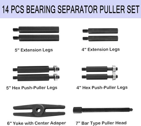 مجموعة أدوات سحب فاصل المحمل 14 قطعة، فواصل تحمل سعة 5 طن، مجموعة إزالة فواصل المحامل 2 بوصة و3 بوصة in Kuwait