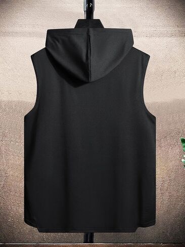 GORGLITTER Men's Letter Graphic Sleeveless Tank Top Drawstring Casual Hooded Tops in Saudi Arabia