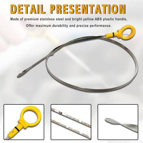 مقياس زيت السيارة 04593604AA، بديل 921-188 4.0 لتر، مؤشر سائل مقياس مستوى زيت محرك السيارات من الفولاذ المقاوم للصدأ، مقياس محرك عصا زيت السيارة، عالمي لسيارات الدفع الرباعي والشاحنات والمركبات الترفيهية in Kuwait