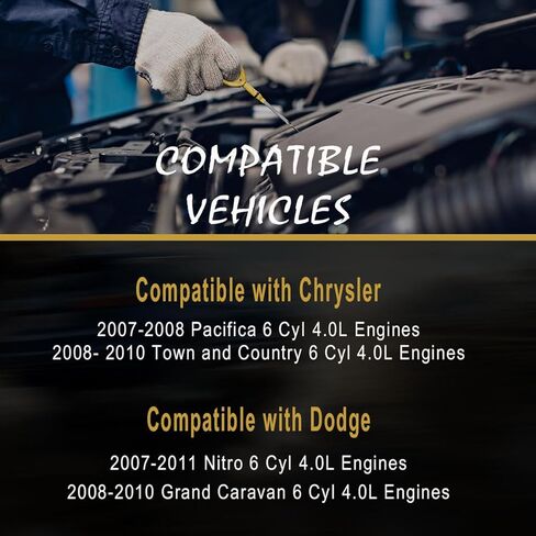 مقياس زيت السيارة 04593604AA، بديل 921-188 4.0 لتر، مؤشر سائل مقياس مستوى زيت محرك السيارات من الفولاذ المقاوم للصدأ، مقياس محرك عصا زيت السيارة، عالمي لسيارات الدفع الرباعي والشاحنات والمركبات الترفيهية in Kuwait