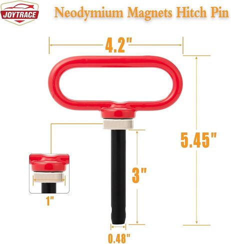 Magnetic Hitch Pin - Heavy Duty Ultra Strong Neodymium Magnet Trailer Gate Pin for Easy One-Handed Hook On & Off, for Lawn Mower Trailer Hitch Pin and Tow Behind Attachments（Red） in Kuwait