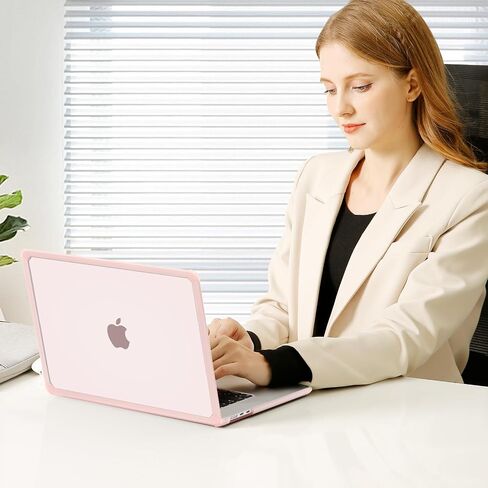 حافظة MOSISO متوافقة مع جهاز MacBook Air 15 بوصة إصدار 2023 2024 M3 A3114 M2 A2941 Touch ID، غطاء صلب من البلاستيك عالي التحمل مضاد للكسر وبصمات الأصابع مع مصد TPU وغطاء لوحة المفاتيح، وردي in Saudi Arabia