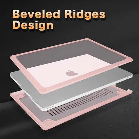 حافظة MOSISO متوافقة مع جهاز MacBook Air 15 بوصة إصدار 2023 2024 M3 A3114 M2 A2941 Touch ID، غطاء صلب من البلاستيك عالي التحمل مضاد للكسر وبصمات الأصابع مع مصد TPU وغطاء لوحة المفاتيح، وردي in Saudi Arabia