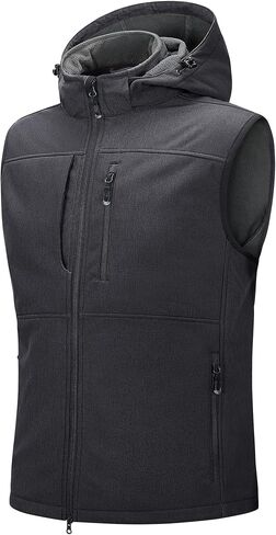 33,000ft Men's Lightweight Softshell Vest Hooded Outerwear Zip Up Fleece Lined Windproof Sleeveless Jacket for Golf Running in Saudi Arabia