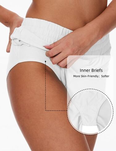 Women's Running Shorts Athletic Gym Workout Sports Shorts Lightweight Shorts with Zipper Pockets in Kuwait