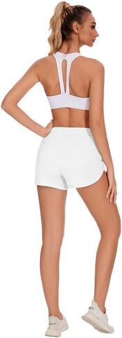 Women's Running Shorts Athletic Gym Workout Sports Shorts Lightweight Shorts with Zipper Pockets in Kuwait
