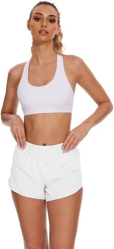 Women's Running Shorts Athletic Gym Workout Sports Shorts Lightweight Shorts with Zipper Pockets in Kuwait