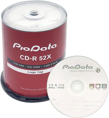 PioData CD-R 52X 700MB Moisture Resistant White Inkjet Printable - 100 Disc Cake Box Spindle in Kuwait