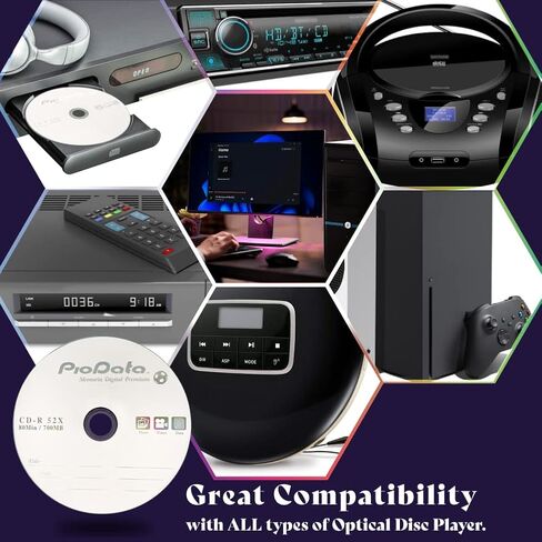 PioData CD-R 52X 700MB Moisture Resistant White Inkjet Printable - 100 Disc Cake Box Spindle in Kuwait