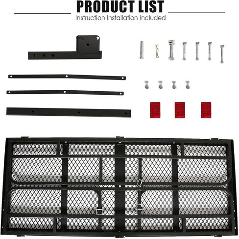 حامل بضائع قابل للطي بمقاس 60 × 24 × 14 بوصة مع قضبان جانبية عالية لشاحنة RV SUV Van، 500 رطل. سعة، رسيفر 2 بوصة، أسود in Kuwait