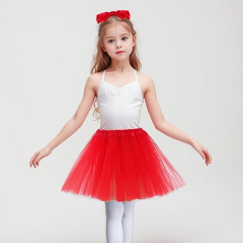 Layered Tulle Tutu Skirt for Girls with Hairbow Ballet Dressing Up Princess Ballet Tutu Skirt Red Tutu Girls in Kuwait