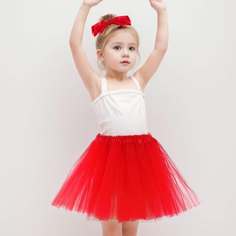 Layered Tulle Tutu Skirt for Girls with Hairbow Ballet Dressing Up Princess Ballet Tutu Skirt Red Tutu Girls in Kuwait