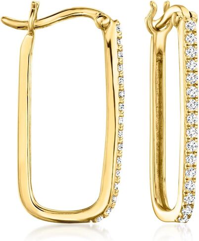 Ross-Simons 0.25 ct. t.w. Diamond Paper Clip Link Hoop Earrings in 18kt Gold Over Sterling in Saudi Arabia