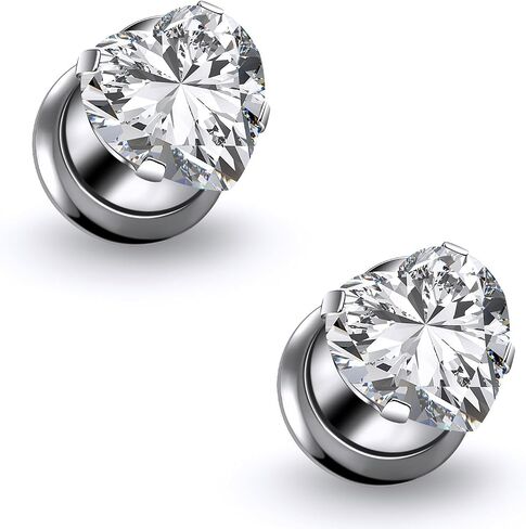 Astm F136 Titanium Heart CZ Ear Gauges Screw Fit Flesh Tunnels Plugs Gauges Earring Expander Stretcher Ear Tunnels For Ears 10G 8G 6G 4G 2G 0G 00G Plug Earrings Piercing Jewelry For Women Men in Saudi Arabia