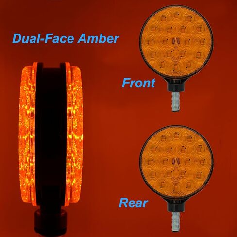 2-Pack 4" Round Dual-Face Amber LED Hazard Warning Lights | 12V Pedestal Mount Flashing Strobe Caution Light for Tractor, Trailer, Truck, RV, Off-Road, Boat & Emergency Vehicles in Saudi Arabia