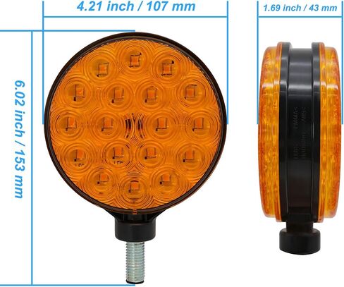 2-Pack 4" Round Dual-Face Amber LED Hazard Warning Lights | 12V Pedestal Mount Flashing Strobe Caution Light for Tractor, Trailer, Truck, RV, Off-Road, Boat & Emergency Vehicles in Saudi Arabia