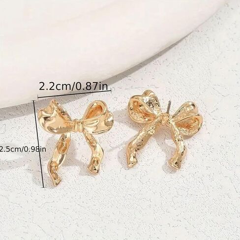 14k الذهب القوس كليب على الأقراط للنساء العصرية Bowknot كليب الأقراط الشريط القرط الأصفاد غير مثقوبة الأقراط وهمية الأقراط الجمالية كليب على الأقراط للفتيات in Kuwait