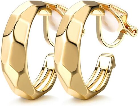 Aloha Earrings Non Pierced Gold Tone Clip On Hoop Earrings in Saudi Arabia