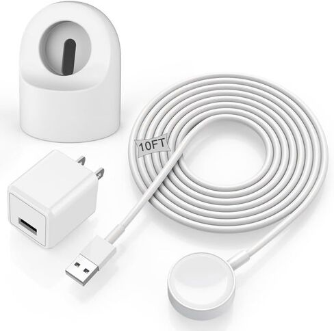 شاحن ساعة لشاحن ساعة ابل، سلك كابل شحن سريع لاسلكي محمول بطول 6.6 قدم iWatch مع كتلة محول قابس شاحن جداري USB متوافق مع سلسلة ساعات Apple 8/7/SE/6/5/4/3/2/1 in Kuwait