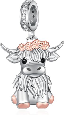 Highland Cow Charm 925 Sterling Silver Cow Charms for Bracelet Cute Animal Highland Cow Jewelry Gifts for Women in Saudi Arabia