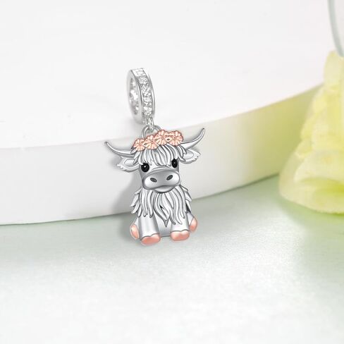 Highland Cow Charm 925 Sterling Silver Cow Charms for Bracelet Cute Animal Highland Cow Jewelry Gifts for Women in Saudi Arabia