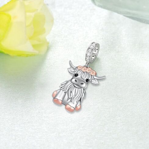 Highland Cow Charm 925 Sterling Silver Cow Charms for Bracelet Cute Animal Highland Cow Jewelry Gifts for Women in Saudi Arabia