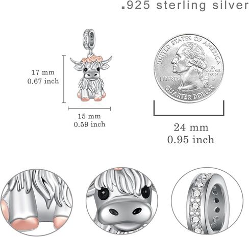 Highland Cow Charm 925 Sterling Silver Cow Charms for Bracelet Cute Animal Highland Cow Jewelry Gifts for Women in Saudi Arabia