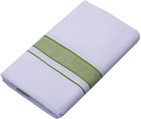 Dhoti الرجالي من القطن الغني من Kolakeer مع حدود Canal Kara - 3.6 متر/طبقة مزدوجة من جنوب الهند Kerala Veshti Mundu in Saudi Arabia