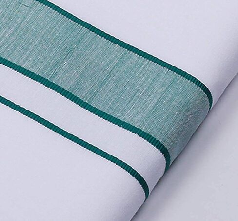 Dhoti الرجالي من القطن الغني من Kolakeer مع حدود Canal Kara - 3.6 متر/طبقة مزدوجة من جنوب الهند Kerala Veshti Mundu in Saudi Arabia