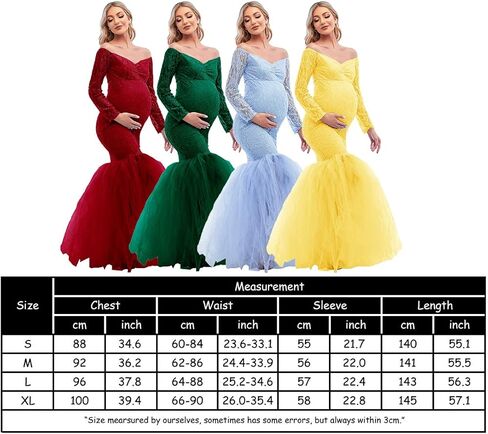 فستان حمل من ZIUMUDY لالتقاط الصور بدون أكتاف من الدانتيل مناسب للحمل فستان حورية البحر توتو بأكمام طويلة in Kuwait