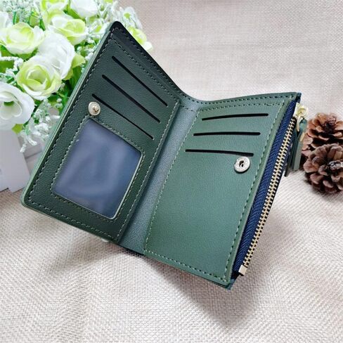 Fruit Cherry Embroidered Wallet Women Buckle Money Clip Simple Purse for Presents(Green) in Saudi Arabia