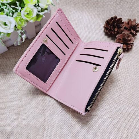 Fruit Cherry Embroidered Wallet Women Buckle Money Clip Simple Purse for Presents(Green) in Saudi Arabia