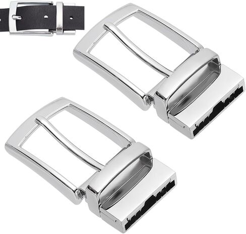 WADORN 2Pcs Reversible Belt Buckle Replacement, Men's Belt Rotated Buckle Rectangle Universal Jeans Belt Loop Ring in Saudi Arabia