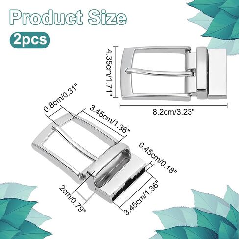 WADORN 2Pcs Reversible Belt Buckle Replacement, Men's Belt Rotated Buckle Rectangle Universal Jeans Belt Loop Ring in Saudi Arabia