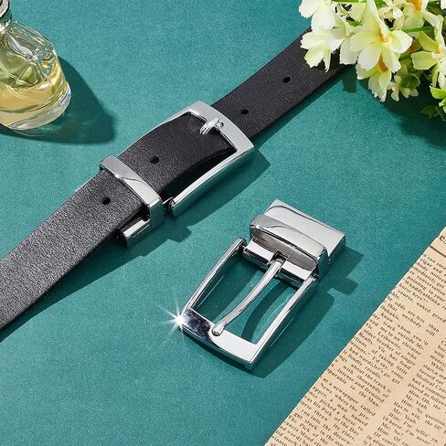 WADORN 2Pcs Reversible Belt Buckle Replacement, Men's Belt Rotated Buckle Rectangle Universal Jeans Belt Loop Ring in Saudi Arabia